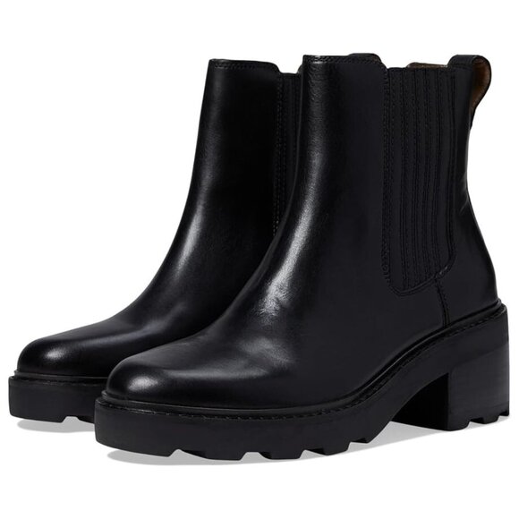 NEW Madewell The Gwenda Platform Ankle Boot Leather BLACK SIZE 8.5/100%AUTHENTIC - Picture 1 of 5